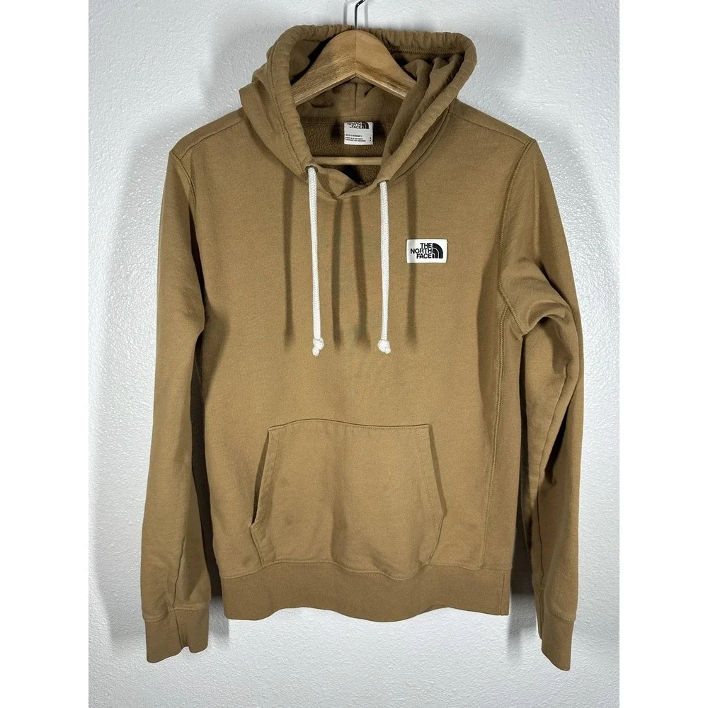 The North Face Hoodie Mens Small Brown Tan Pullover Fleece‎ Kangaroo Pocket
